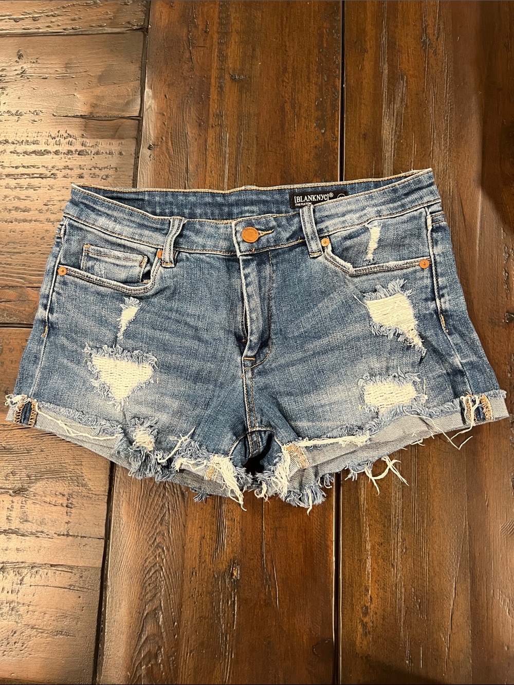 Blank NYC Light Blue Distressed Denim Cutoff Shorts